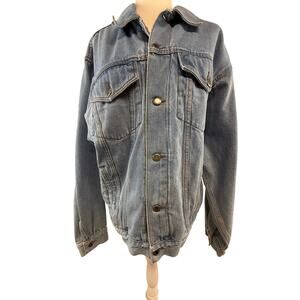 Wrangler Hero Men's Denim Jacket Medium-Large Xl women blue Jean unlined
